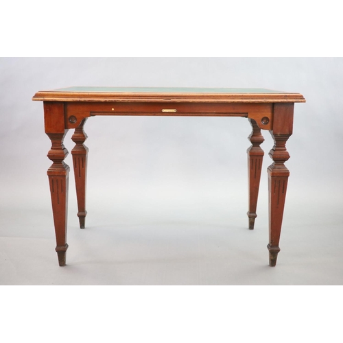 199 - A Victorian mahogany library table, supplied by Sage & Co. Shopfitters of London,the rectangular top... 