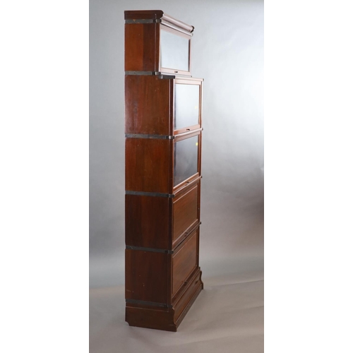 206 - A Globe Wernicke mahogany sectional bookcase,with recessed glazed top tier over two glazed sections ... 