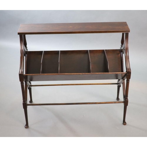 209 - An early 20th century mahogany book stand,with rectangular top and angled five division underframe w... 