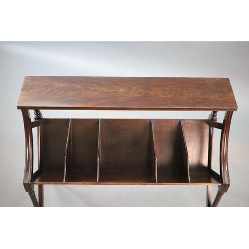 209 - An early 20th century mahogany book stand,with rectangular top and angled five division underframe w... 