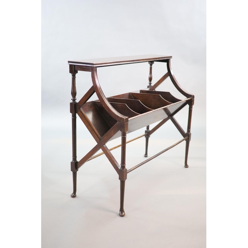 209 - An early 20th century mahogany book stand,with rectangular top and angled five division underframe w... 