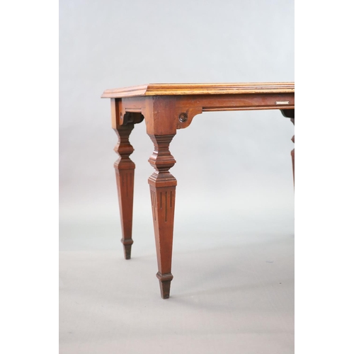 216 - A Victorian mahogany library table, supplied by Sage & Co. Shopfitters of London,the rectangular top... 