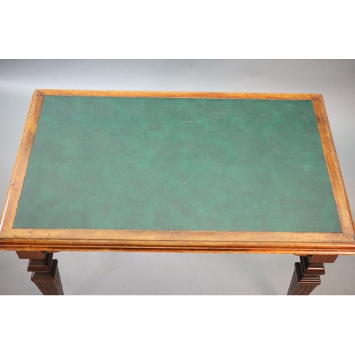 217 - A late Victorian mahogany writing table, supplied by Sage & Co. Shopfitters of London,with green lea... 