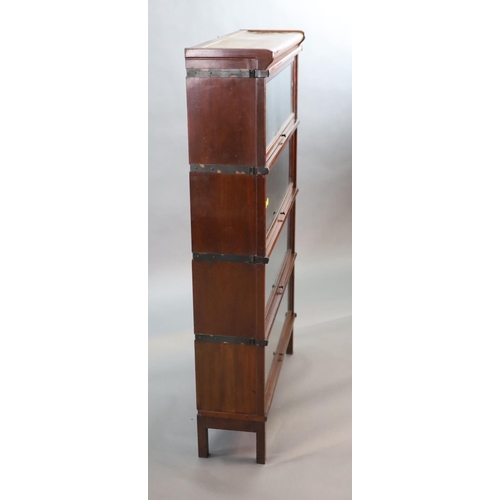 219 - A Globe Wernicke mahogany four section bookcase,with sliding glass doors and squared legs,W.86.5cm D... 