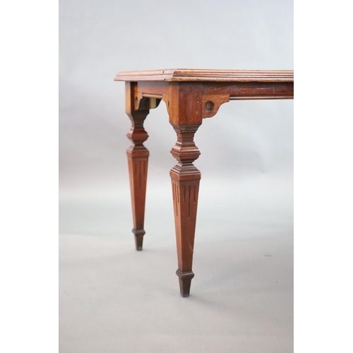 220 - A Victorian mahogany library table, supplied by Sage & Co. Shopfitters of London,the rectangular top... 