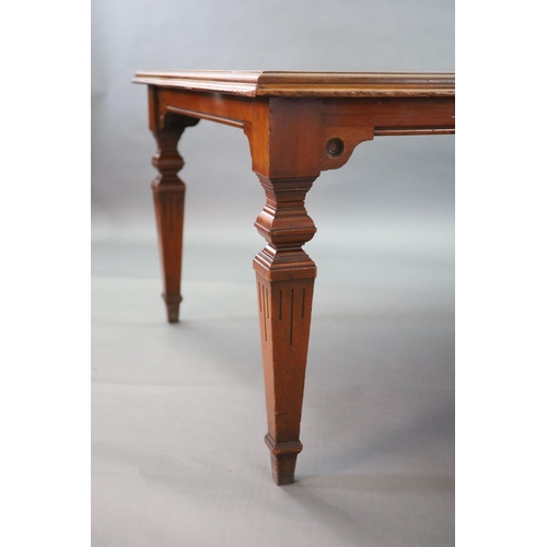 221 - A Victorian mahogany library table, supplied by Sage & Co. Shopfitters of London,the rectangular top... 