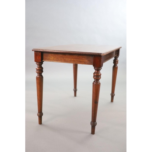 222 - A pair of late Victorian mahogany writing tables,with rounded rectangular tops, one with infilled re... 