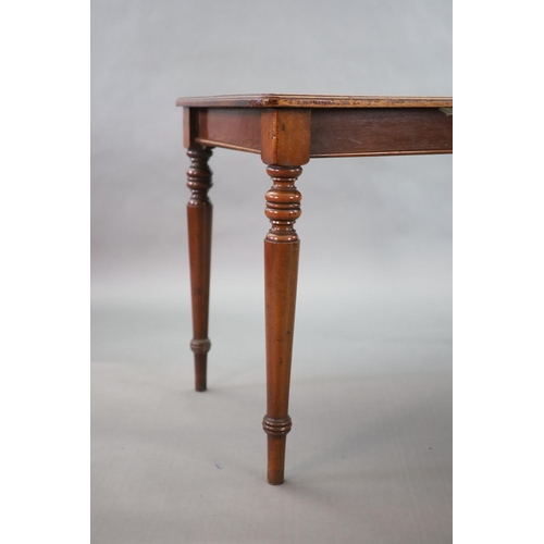 222 - A pair of late Victorian mahogany writing tables,with rounded rectangular tops, one with infilled re... 