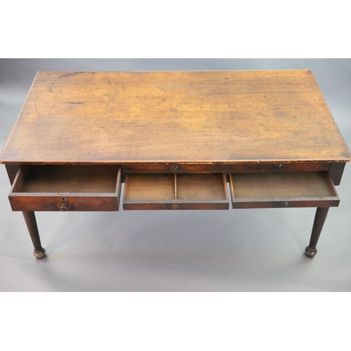 224 - A late Victorian mahogany library table,fitted four short and one deep drawer to one side of the fri... 