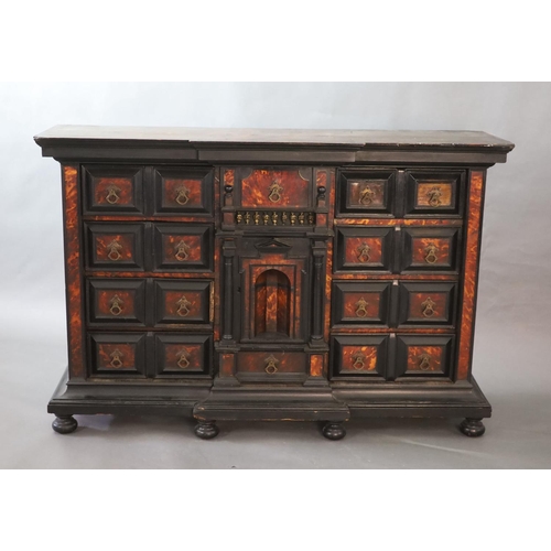 235 - A late 17th century Portuguese ebony and tortoiseshell table cabinet,of breakfront rectangular form ... 