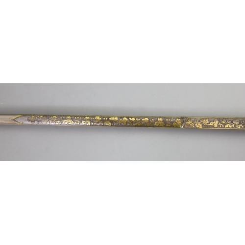 24 - A French Toledo bladed swordstick, 19th centurythe blade engraved Toledo within floral borders, wi... 