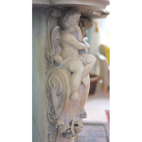 242 - An important mid 19th century Italian white Carrara marble chimney piece,carved in the rococo taste,... 