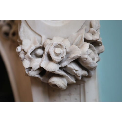 242 - An important mid 19th century Italian white Carrara marble chimney piece,carved in the rococo taste,... 