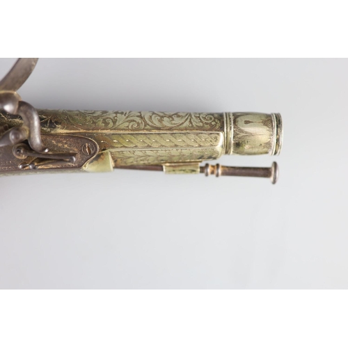 25 - A good Scottish all-metal flintlock belt pistol c.1830,lock signed Campbell, finely engraved silver ... 