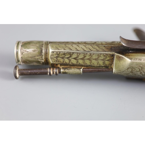 25 - A good Scottish all-metal flintlock belt pistol c.1830,lock signed Campbell, finely engraved silver ... 