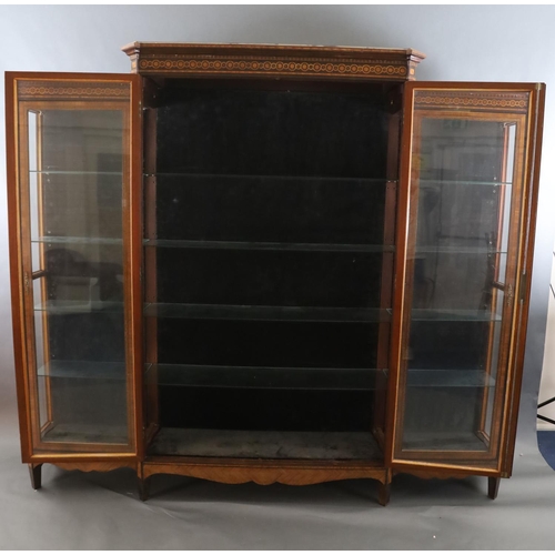 260 - *  A large 19th century French Louis Philippe period kingwood and marquetry vitrine,with moulded cor... 