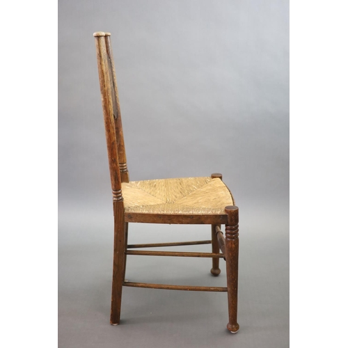 266 - A set of six oak chairs, including a pair of carvers, in the Glasgow School manner by William Birch,... 