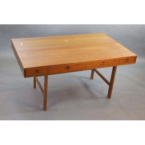 273 - Jens Quistgaaard for Lovig, a Danish teak flip top desk circa 1973,The flip-top back with pigeonhole... 