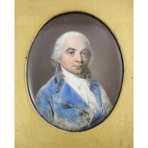 274 - 19th century English SchoolMiniature Portrait of the father of General CharretieWatercolour on ivory... 