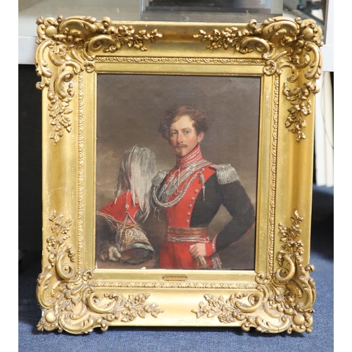 281 - 19th century French schoolPortrait of Captain David BurgesOil on canvas29 x 24 cm.... 