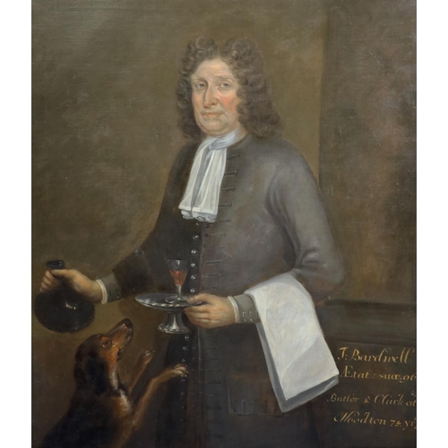 284 - English School c.1745Three-quarter length portrait of Thomas Bardwell, the butler and clerk at Woodt... 