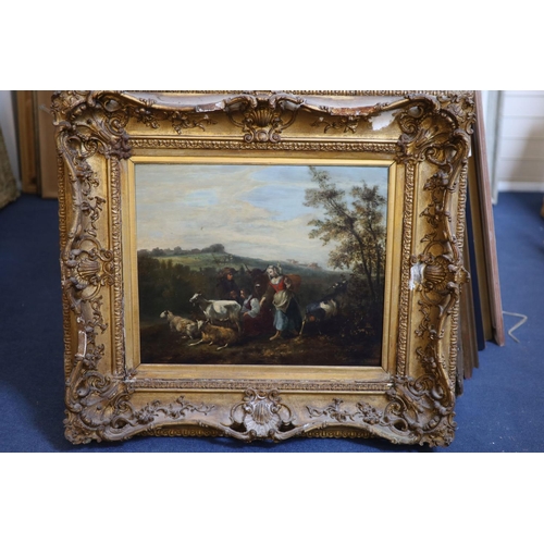 304 - Late 18th century Flemish SchoolShepherdess in a landscapeOil on wooden panel43 x 52 cm.... 