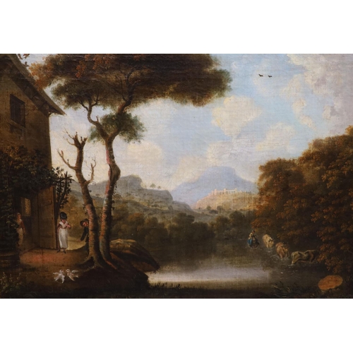 307 - Late 18th century English SchoolClassical river landscapes with figuresOil on canvas, a pair42 x 58 ... 