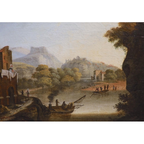 307 - Late 18th century English SchoolClassical river landscapes with figuresOil on canvas, a pair42 x 58 ... 