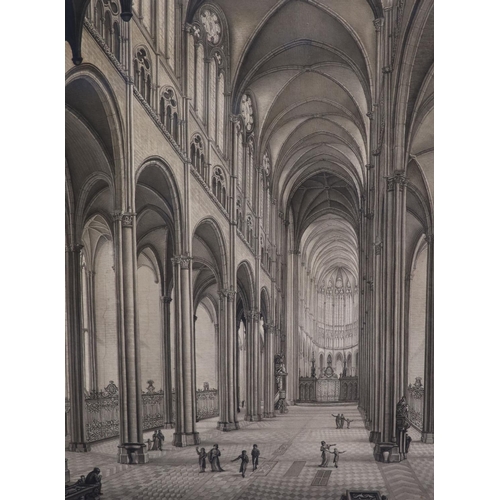 319 - Auguste Joron (fl.c.1820)Cathedral interiorspair of watercolours en grisaillesigned in the margin44 ... 