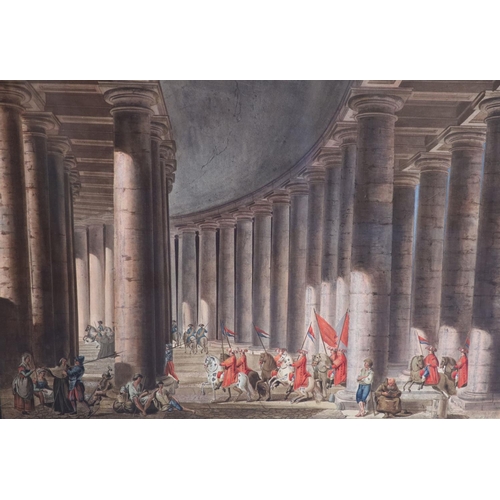 323 - Italian School c.1800The Pope in Procession from St Peter's Square, through the Colonnades into the ... 