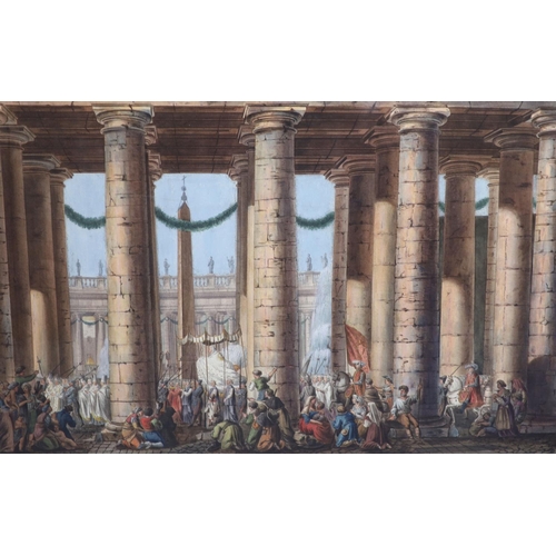 323 - Italian School c.1800The Pope in Procession from St Peter's Square, through the Colonnades into the ... 