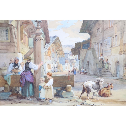 338 - John Absolon (1815-1895)Alpine market scenespair of watercoloursboth signed, one dated Brientz '59, ... 