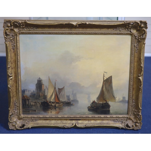 342 - Christiaan Lodewijk Willem Dreibholtz (1799-1874)Shipping in harbouroil on canvassigned53 x 70cm... 