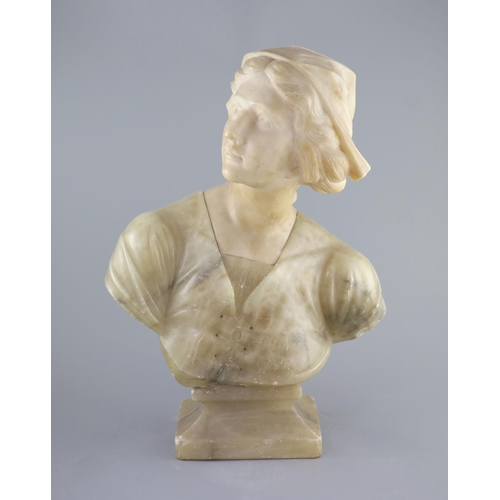 37 - A carved Italian marble and alabaster study of a youth, 19th century (unsigned)58cm high.... 