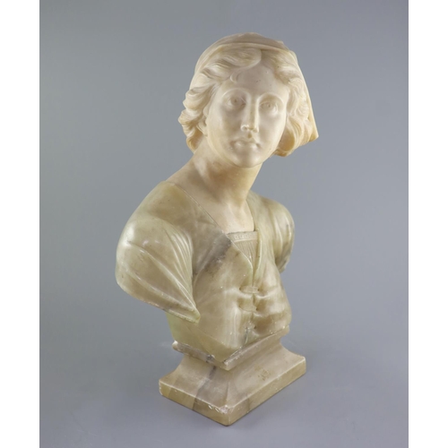 37 - A carved Italian marble and alabaster study of a youth, 19th century (unsigned)58cm high.... 