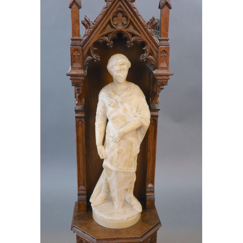 38 - A carved white marble study of a romantically portrayed crusader, 19th centurythe figure raised on a... 