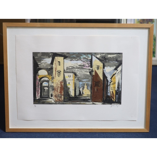 422 - § John Piper (1903-1992)Street scene in Don Giovanniscreenprintsigned in pencil, numbered 84/90, pri... 
