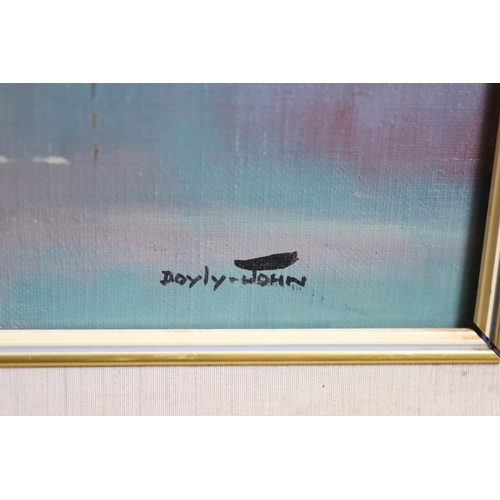 423 - § Cecil Rochfort D'Oyly John (1906-1993)Fishing boats in harbour at sunsetoil on canvassigned44.5 x ... 