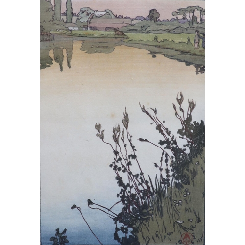 435 - Frank Morley Fletcher (1866-1949)MeadowsweetWoodcut in colourPresentation inscription to Charles Ste... 