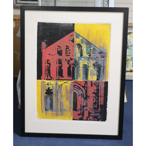 437 - § John Piper  (1903-1992)Petit Palais, pink and yellow (Levinson 214)Screenprint1972, Signed, 18/258... 