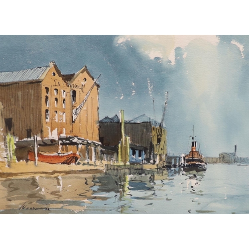 439 - § Edward Wesson (1910-1983)Low water, Hammersmith & Low tide, WappingInk and watercolour, a pairSign... 
