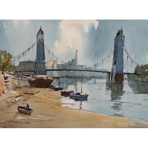 439 - § Edward Wesson (1910-1983)Low water, Hammersmith & Low tide, WappingInk and watercolour, a pairSign... 