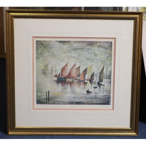 440 - Lawrence Stephen Lowry (1887-1976)Sailing boatslimited edition printSigned in pencil, 1972 Venture p... 