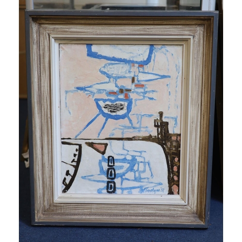 441 - § Julian Trevelyan (1910-1988)Thames viewOil on canvasSigned and dated 5750 x 40 cm.... 