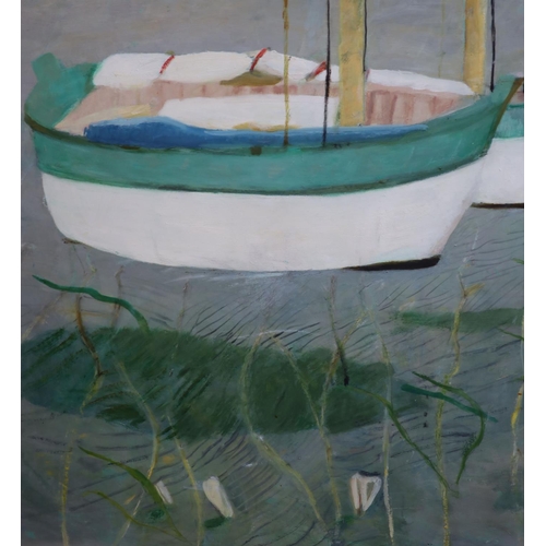 446 - § Mary Newcomb (1922-2008)Boats on transparent wateroil on boardSigned and dated 8675 x 74cm.... 