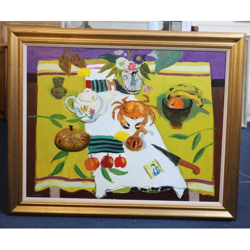 447 - § David McClure (1926-1998)Breton jugoil on canvasSigned, The Scottish Gallery label verso71 x 91.5 ... 