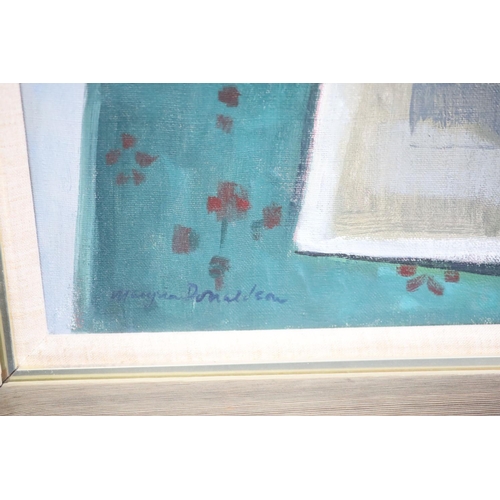 455 - § Marysia Donaldson Scottish, fl.1961-1989)Still life with flowers in a vase and a bowl of fruitoil ... 