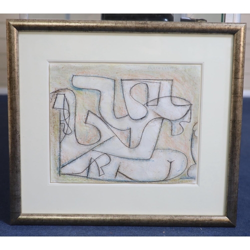 459 - § Roy Turner Durrant (1928-1997)'Woman and Bird 1977'charcoal and colour chalk on paperinscribed and... 