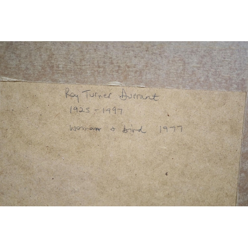 459 - § Roy Turner Durrant (1928-1997)'Woman and Bird 1977'charcoal and colour chalk on paperinscribed and... 