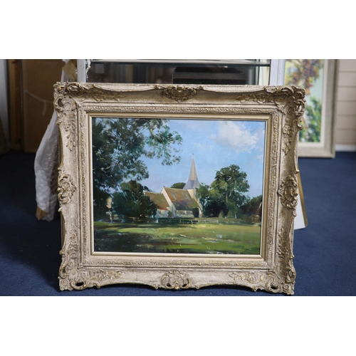 465 - § Frank Wootton (1914-1998)(1914-1998)Berwick Church, Summeroil on boardStacy Marks label verso date... 
